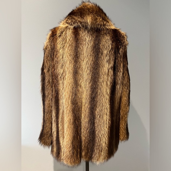 Vintage Natural Raccoon Fur Jacket 30” Let-Out Construction Small Collar Size M - Picture 2 of 15